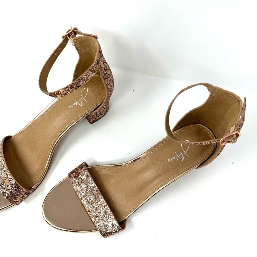 J. Adam’s Daisy Champagne Glitter block heel sandals 8 - Picture 3 of 10